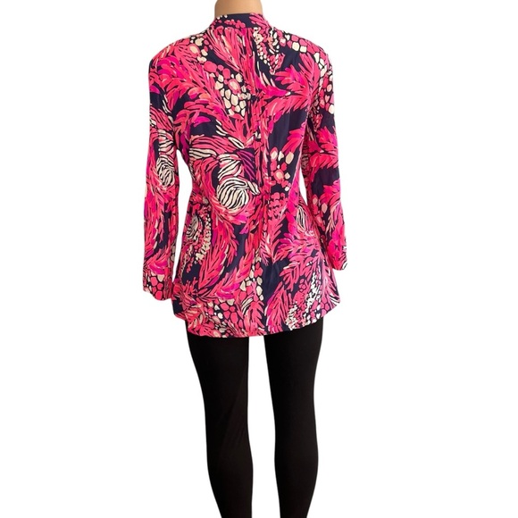 Lilly Pulitzer Sarasota Tunic Long Sleeve Vneck Blouse A Jungle in Here Print - Picture 7 of 9